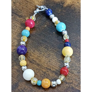 Handcrafted Multi Color Glass Beaded Toggle Clasp Bracelet